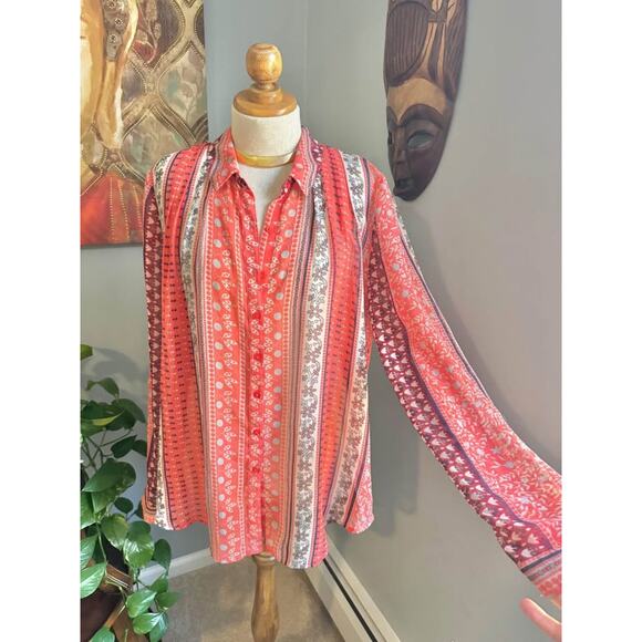 Free People Midnight Mile Button High Low Cinch Back Top Shirt Blouse Tunic - Picture 5 of 10